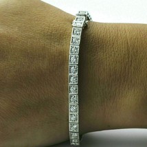 20Ct Round Cut Simulated Diamond Tennis Bracelet 14K White Gold Plated Silver - £161.82 GBP