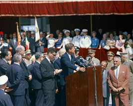 President John F. Kennedy speaks at Fiumicino Airport in Rome Italy Photo Print - $8.81+