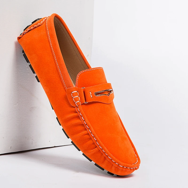 Men&#39;s Loafers Leather Suede Loafers Flat Moccasins Men Shoes High Quality Comfor - £36.36 GBP