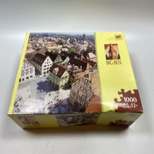 MB Big Ben New Puzzle 1000 Pieces Medieval Town Rothenburg Germany 2006 20”x26” - $7.91