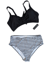 Tempt Me Women&#39;s Black &amp; White High-Waist Two Piece Bikini Swimsuit SZ XXL - £13.29 GBP