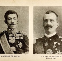 1914 WW1 Print Japan Emperor &amp; Victor Emmanuel III Antique Military Collectible - £27.05 GBP