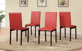 Red Noyes Faux Leather Metal Frame Dining Chair From Roundhill Furniture. - £144.56 GBP