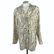 By Malene Birger Womens Silk Zebra Print Kanti Blouse Tunic Hi Low Hem Size 38 M - £58.19 GBP