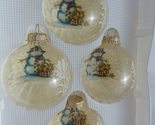 Set of 4 Krebs Glass Christmas Ornaments Snowman and Tree with Trademark... - $16.71