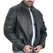 Boston Harbour John Biker Leather Jacket for Men - £96.51 GBP
