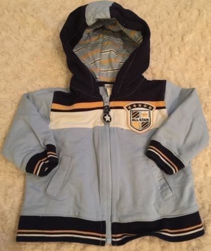 Starting Out Boys Blue Yellow Basketball Long Sleeve Hoodie Jacket 9 Months - $5.39
