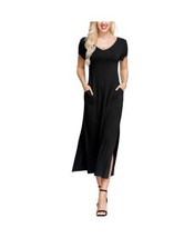 INK+IVY Womens Double V Neck Dress Size Medium Color Black - £25.52 GBP
