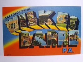 Wilkes Barre Postcard Greetings From Pennsylvania Large Letter Linen Mebane PA - £6.04 GBP