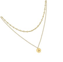 Layered Initial Choker Necklace 14K Gold Plated for - $47.80