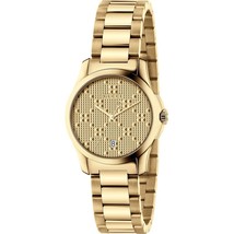 Gucci YA126553 Golden Dial Stainless Steel Strap Ladies Watch - £481.12 GBP