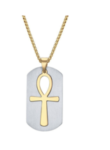Egyptian Cross Dog Tag Necklace : Sterling Silver - £88.40 GBP