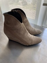 Pre-owned Robert Clergerie Gray Suede Ankle Booties Wedge SZ 7 Made in F... - $148.50