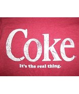 Coca-Cola Coke Soda Pop Logo &quot;It&#39;s the Real Thing&quot; 50/50 Graphic Print T... - £13.72 GBP