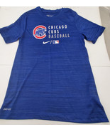 Vintage Used Nike Chicago Cubs Baseball DRI-FIT Blue T-Shirt Size - £3.89 GBP