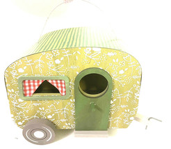 Decorative Birdhouse Tear Drop Camper Trailer Figure Decor Wood and tin CBK - £26.07 GBP