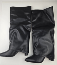 Modatope Knee High Boots Women Fold Over Knee High Boots Chunky High, si... - $49.50