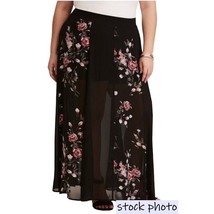 Torrid Black Floral Chiffon MAXI SKIRT with Undershorts Size 2 Runway Collection - £30.16 GBP