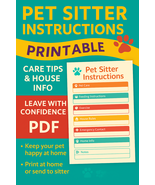 Pet Sitter Instructions Sheet Printable – Track Care &amp; Contacts | PDF - $130.58 MXN