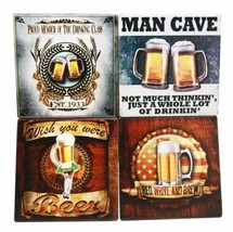 Ebros Beer Lovers Man Cave Brewery Tankard Logo Ceramic Coaster Set Of 4 Tiles - £13.57 GBP