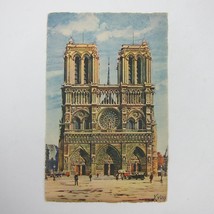 Art Postcard Paris France By Strolling Front of Notre Dame Yvon Antique RARE - £15.94 GBP