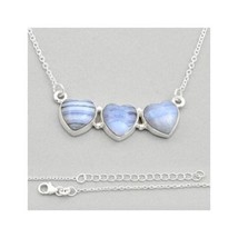 Blue Laguna Lace Agate Heart Necklace - £16.08 GBP