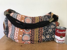 Vtg Style Cotton Ethnic Patterned Large Shoulder Travel Boho Bag Braided Strap - £21.57 GBP