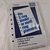 Mead Planner organizer Refill paper for 3 ring Multi Ring College Ruled ... - $15.00
