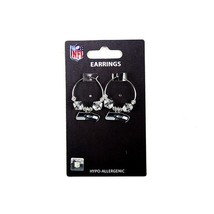 Seattle Seahawks Earrings 1&quot; Clear Beaded Hoop Style NFL Official Merch - $11.64