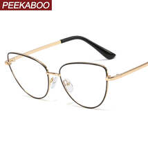 PEEKABOO - Original retro metal glasses frame cat eye female gold black ... - £55.82 GBP