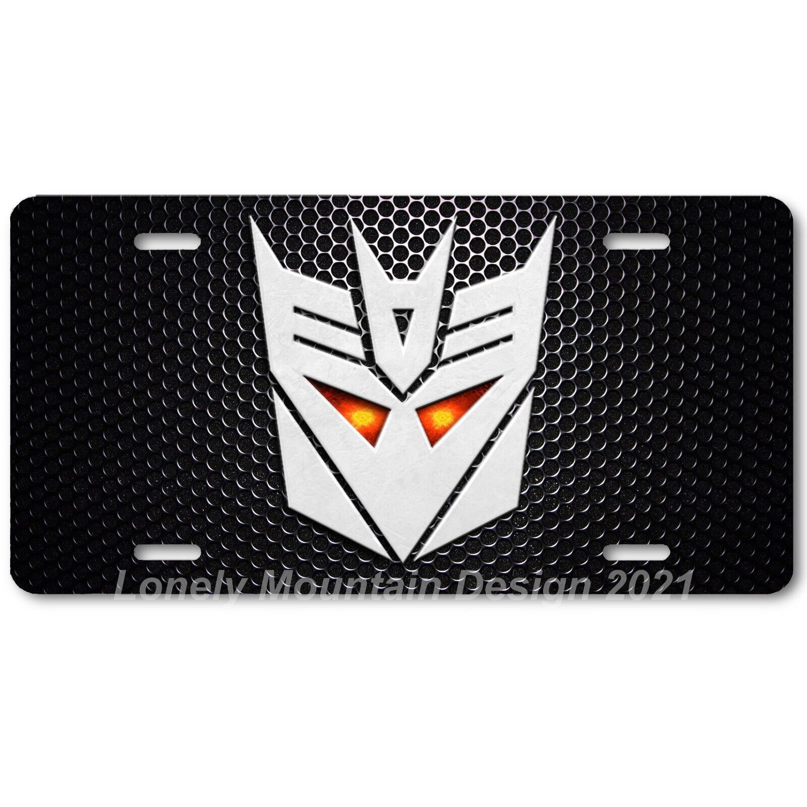 Transformers Decepticon Art White on Mesh FLAT Aluminum Novelty License