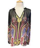 Kaya Di Koko Long Sleeve Sheer Multicolor Blouse Size Medium New With Tags - $54.16 CAD