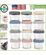 Airtight 4 oz Glass Jars Set w/Colored Lids - Perfect for Baby Food Prep - $81.11 CAD