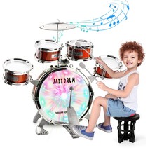 Kids Drum Set With Light Music Toy Drum Set For Toddlers Rock Jazz Drum ... - $67.99