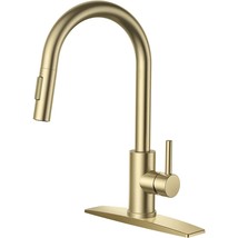 Gold Kitchen Faucet, Kitchen Faucet With Sprayer, Brushed Gold Kitchen Sink Fauc - £101.98 GBP