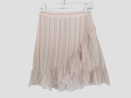 LC Lauren Conrad skirt short mini layered Small pink white stripe ruffle lined - £10.20 GBP