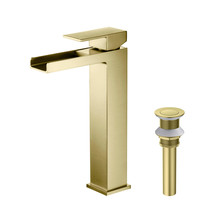 Waterfall Single Hole Bathroom Faucet - Brush Gold - £165.10 GBP