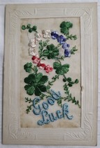 Antique c1900 4 x Stitched Postcards Birthday Good Luck Etc. - $26.60