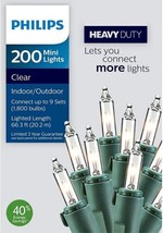 Philips Christmas Lights Clear Mini Lights Lighted Length 66.3 Feet 200 Bulbs - £40.18 GBP