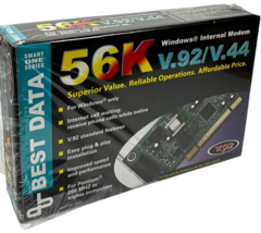 BEST DATA 56K WINDOWS INTERNAL PCI MODEM, V.92/V.44 - NEW SEALED Interne... - $197.25 MXN
