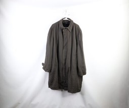 Vtg 40s 50s Rockabilly Mens 46 Distressed Lined Trench Coat Rain Jacket Green - £55.35 GBP