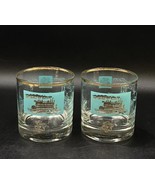 2 Libbey Southern Comfort Riverboat Steamboat Small Rocks Glasses Turquoise - £15.47 GBP