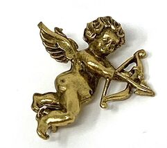Vintage Brushed Goldtone Cupid Cherub Pin Brooch - €5,28 EUR