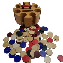 Vintage Art Deco Poker Caddy Bakelite Handle Revolving Carousel Ceramic Chips - £17.52 GBP