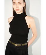 Blossom Van Halter-Neck Sleeveless Knit Top Black Size Small - £64.11 GBP