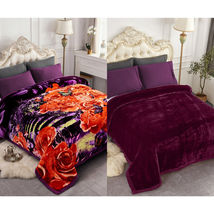 Purple - Rose Theme Winter Bed Blanket Reversible Blanket King Size - £98.03 GBP