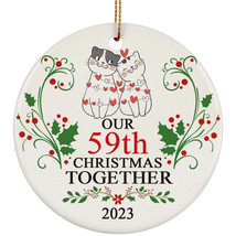 Funny Couple Cat Ornament Christmas Gift Decor 59th Wedding 59 Years Anniversary - £11.05 GBP