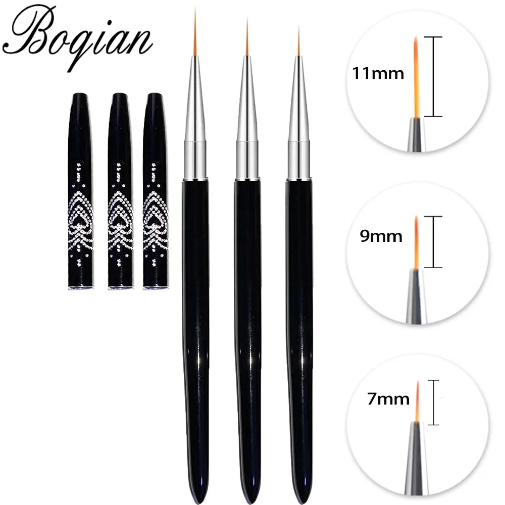 BQAN 3pcs 7/9/11mm Nail Liner Brush Nail At Brush Set For Manicure Art P... - $19.30