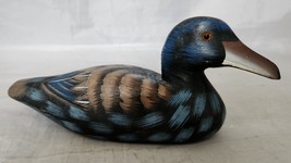 Farm House Blue Sm Mallard Duck Decoy Hand Painted Wood Carved Hunting Decor 7&quot; - £18.27 GBP