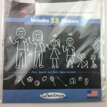 Lot of 18 Family Car Stickers Vinyl Decals Black White Outline Compact Kit Pack - £15.98 GBP
